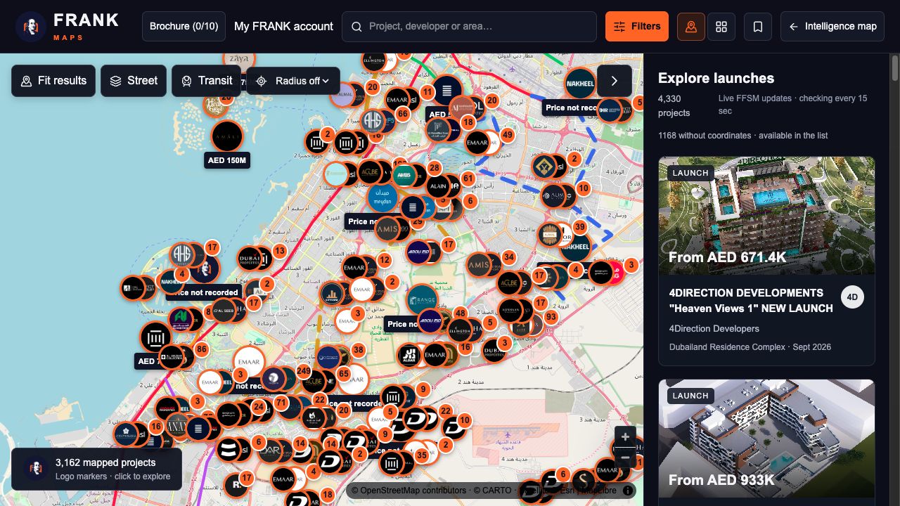 Live FRANK Maps project interface